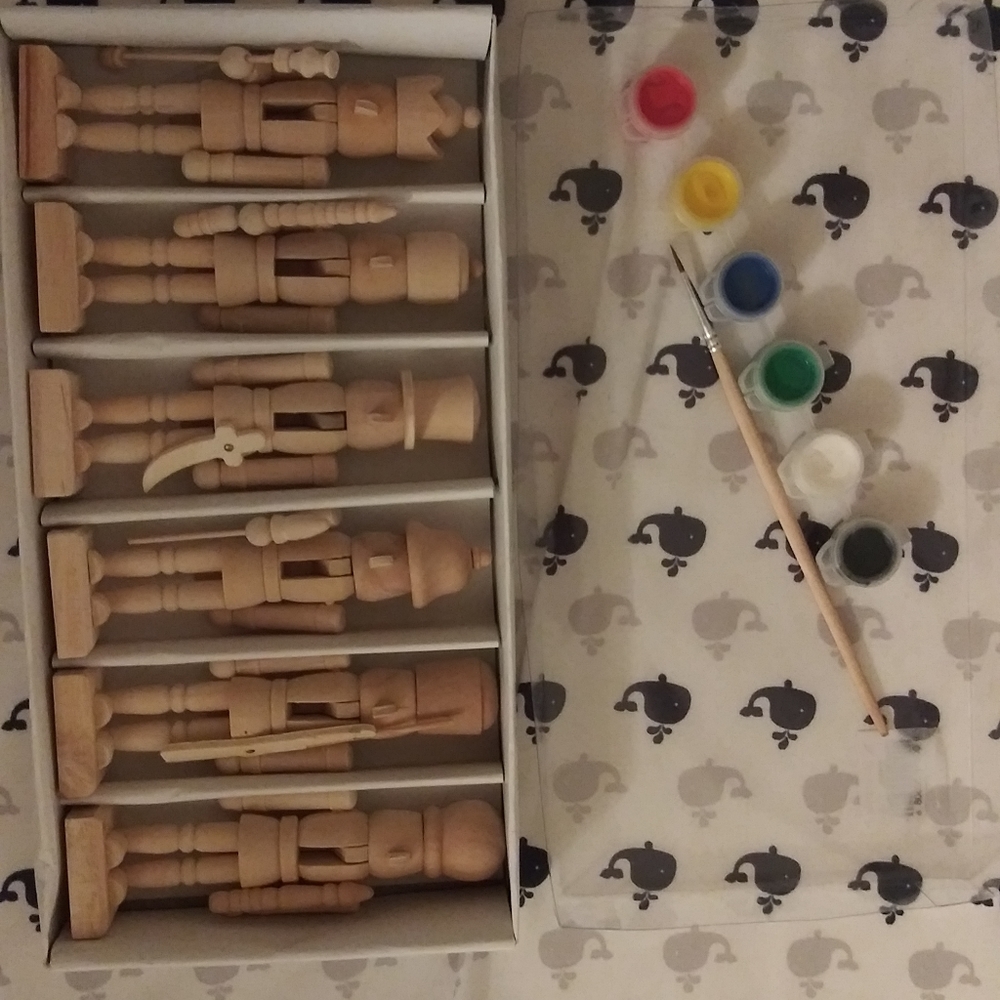 Six Wooden Nutcrackers Paint 'Em Yourself